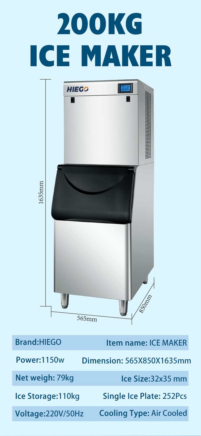 دستگاه یخ ساز تجاری هلال 200 کیلوگرمی / 24 ساعته دستگاه یخ ساز خودکار هلالی 11