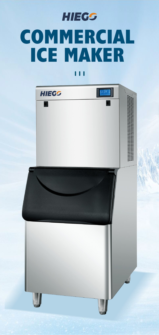 دستگاه یخ ساز اتوماتیک 250 کیلوگرمی/24 ساعتی 22x22x22 میلی متری یخ ساز تجاری با سطل 150 کیلوگرمی 1