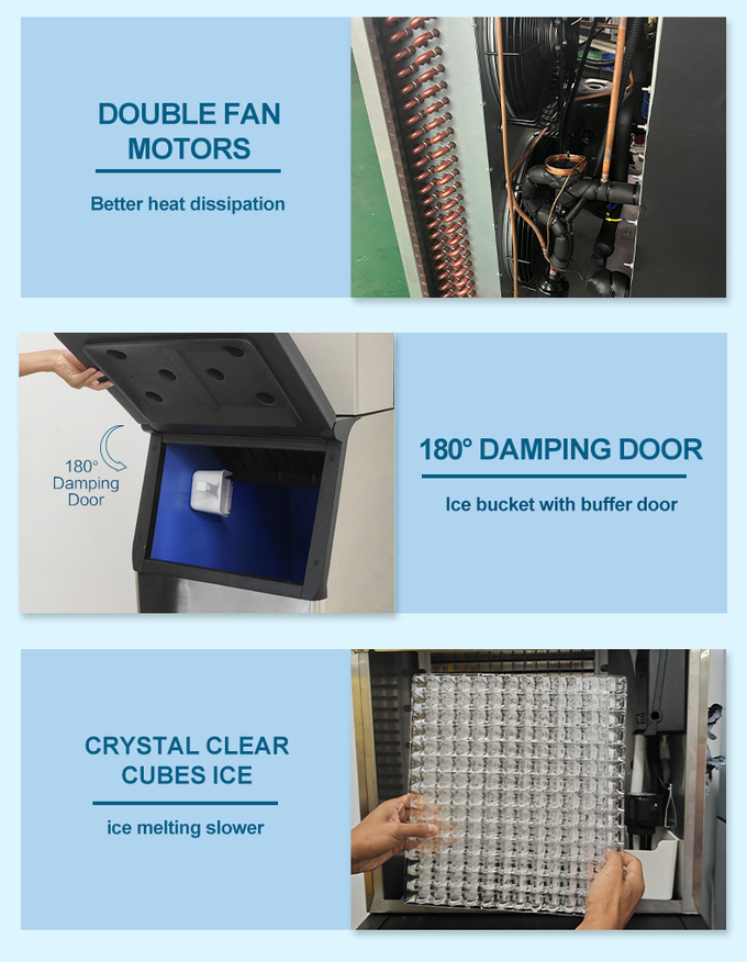 دستگاه یخ ساز مکعبی 300 کیلوگرمی تجاری ضد زنگ برای بار 3