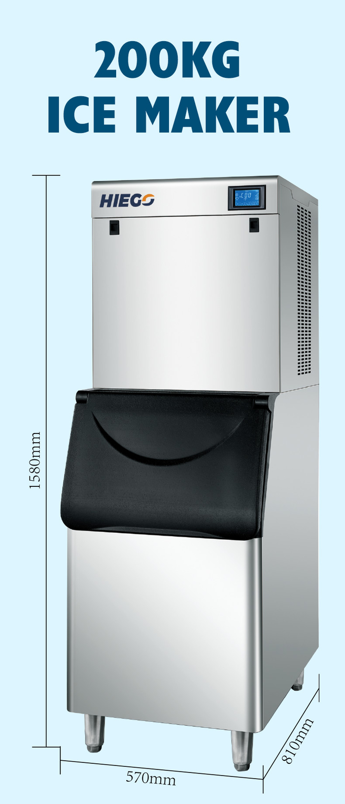 دستگاه تولید مکعب یخ اتوماتیک استیل ضد زنگ 200 کیلوگرم واحد 450 پوندی 10
