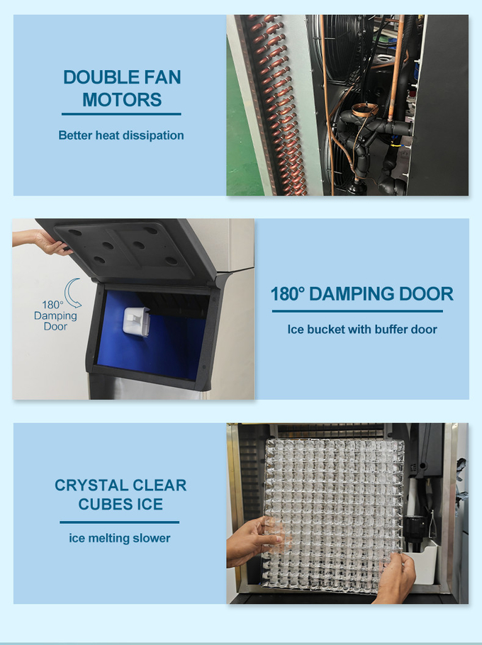 150 کیلوگرم / 24 ساعت تاس مکعب مربع یخ ساز ماشین آلات یخ ساز برای استفاده تجاری 2