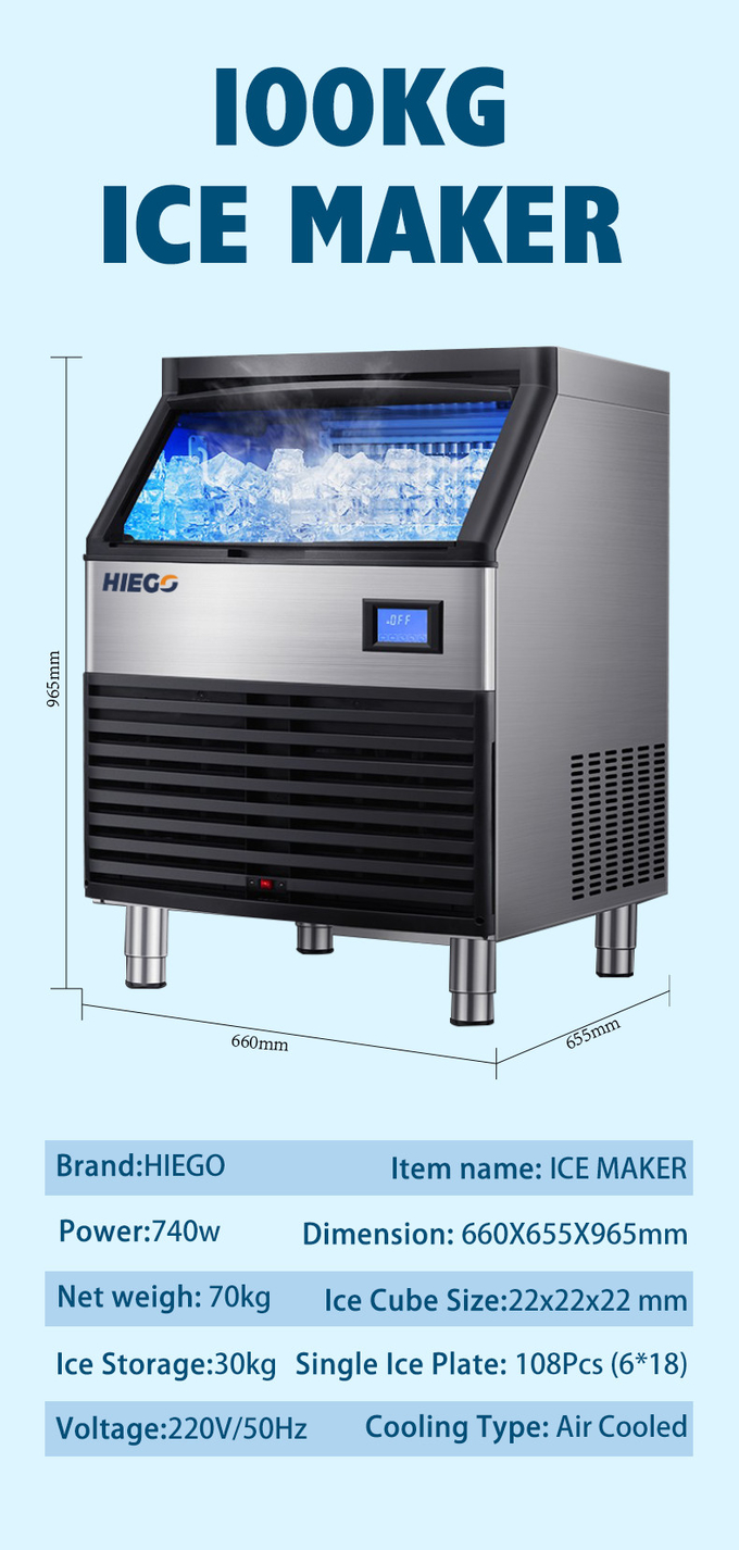 دستگاه یخ تجاری 100 کیلوگرمی دستگاه یخ دانه برف 110 ولت 220 ولت آسان کنترل 0