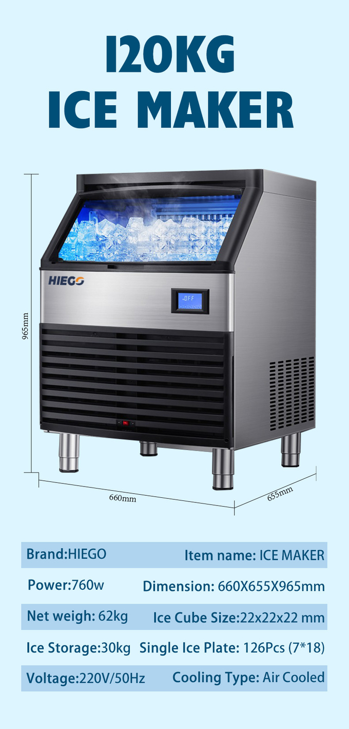 دستگاه یخ ساز مکعبی تجاری 90 کیلوگرمی استیل ضد زنگ 7