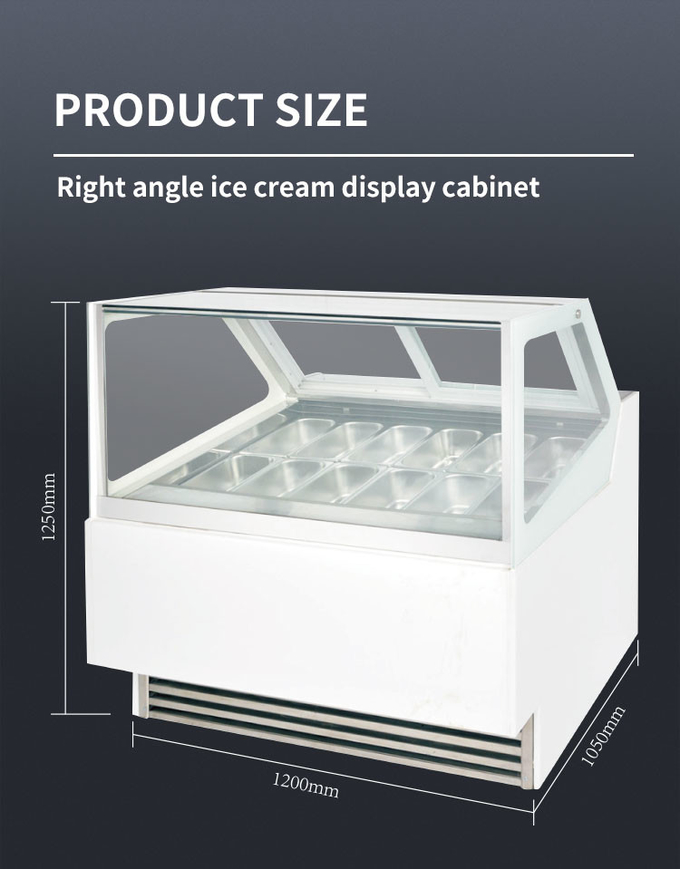 12 تا 20 تابه بستنی صفحه نمایش کابینت روی میز ژلاتو فریزر 2