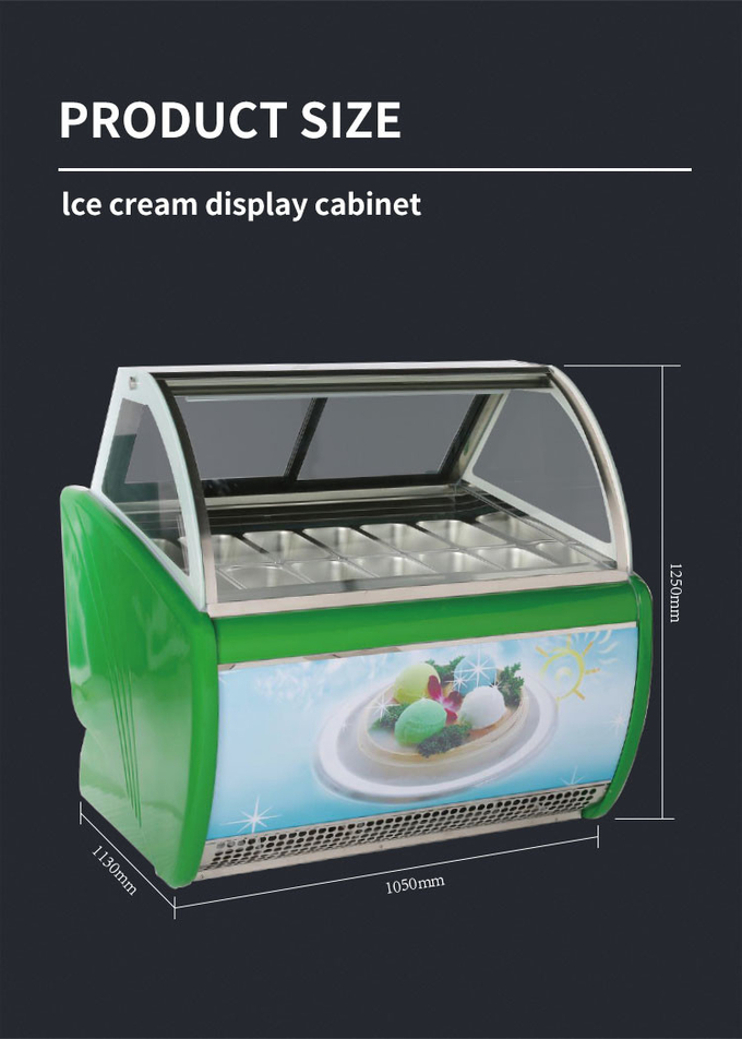 کابینت نمایش بستنی شیرینی پزی شفاف، کابینت ژلاتو استیل ضد زنگ 10