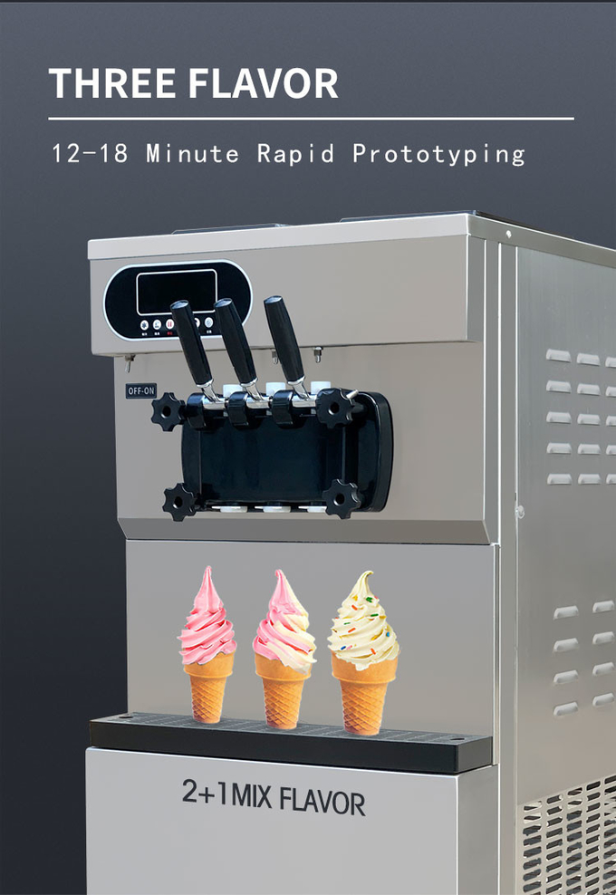 دستگاه بستنی سازی تجاری 25-28 لیتری در ساعت 2+1 دستگاه سرو نرم داخلی با طعم مخلوط 3