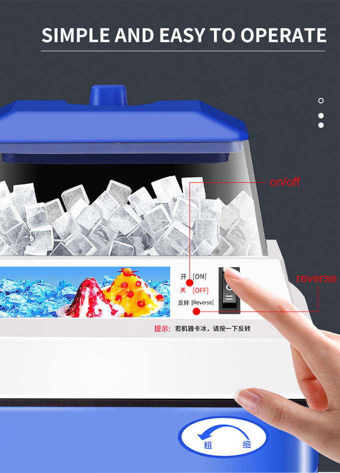 Hopper Commercial Ice Crusher Snow Cone Maker 320rpm یخ ریش تراش اتوماتیک 5
