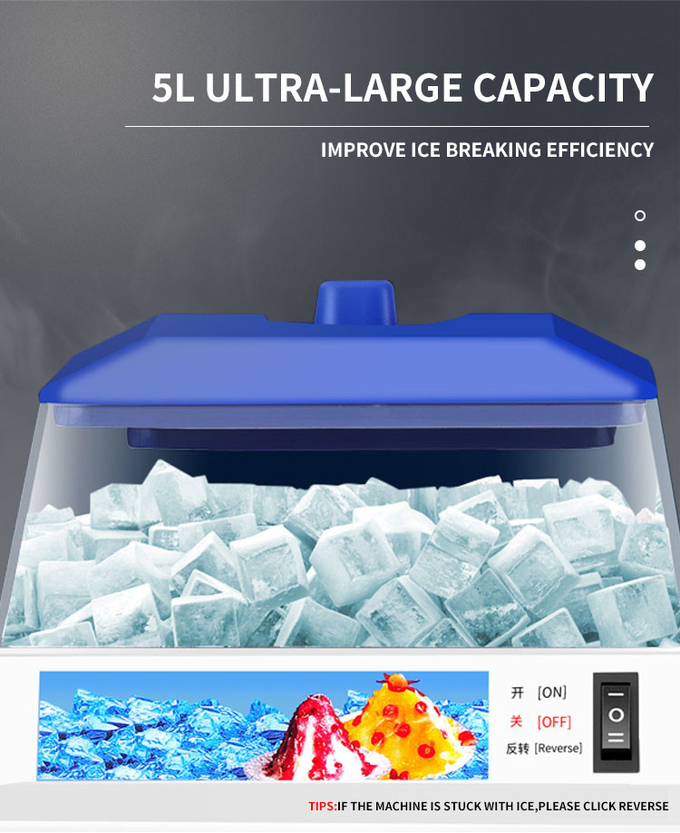 رومیزی یخ اصلاح برقی تجاری 300 واتی با بافت یخ قابل تنظیم 5 کیلوگرمی دستگاه یخ تراشیده شده برای خانه 6