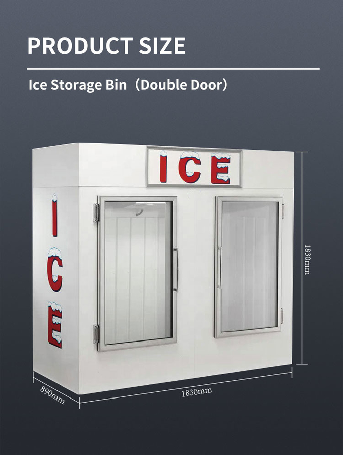 سیستم دیوار سرد سطل ذخیره یخ در فضای باز Merchandiser Ice Storage Bin R404a 2
