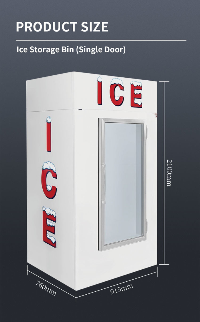 سیستم دیوار سرد سطل ذخیره یخ در فضای باز Merchandiser Ice Storage Bin R404a 0